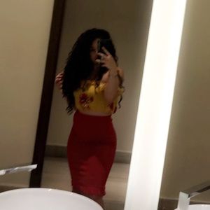 Forever 21 Yellow Floral Crop Top